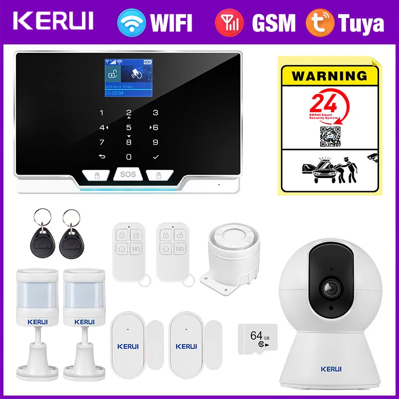 KERUI G20 - Sistema de alarma Casa Conectada Tuya Smart con color de pantalla, Sirène y detectores Sans Fil 433 MHz, Compatible Alexa 