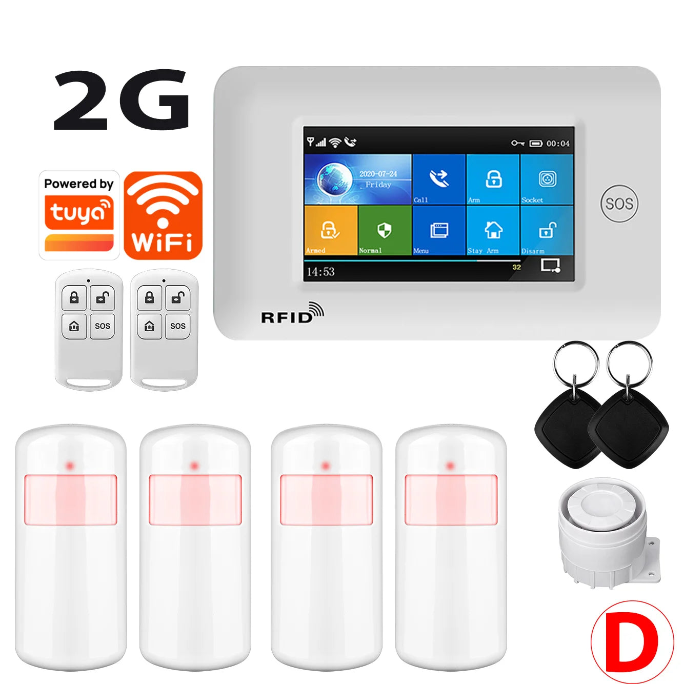 SMARSECUR TY-106 – Sistema de Alarma Casa Conectado WiFi &amp; GSM 2G/4G, Pantalla Táctil 4,3", RFID, Compatible con Tuya, Alexa y Google Assistant 