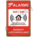 Panneau Vintage CCTV en Métal 20 x 30 cm – Plaque Murale “Vidéosurveillance 24h” pour Bar, Garage, Café et Maison