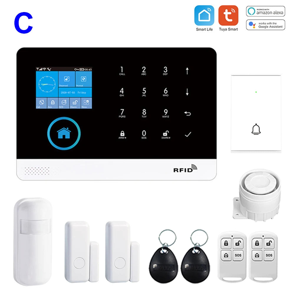 Sistema de alarma Maison TAIBOAN WiFi + GSM Tuya 433 MHz con pantalla y sirena – Central de alarma sin filtro inteligente 