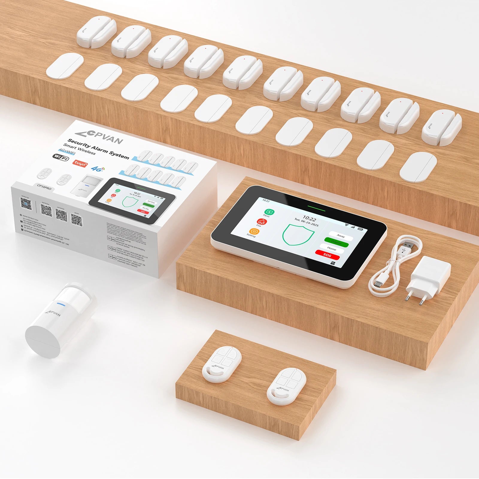 CPVAN CP10 Pro New – Système d’Alarme Maison WiFi + 4G Tuya avec Écran Tactile 7", Sirène 115 dB et Batterie 5000 mAh