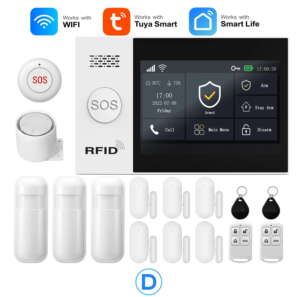 HIVA PG-107 – Sistema de alarma Maison Connecté Tuya WiFi &amp; GSM con Écran Tactile 4,3", Alertes en Temps Réel pour Maison, Garage, Bureau et Boutique 