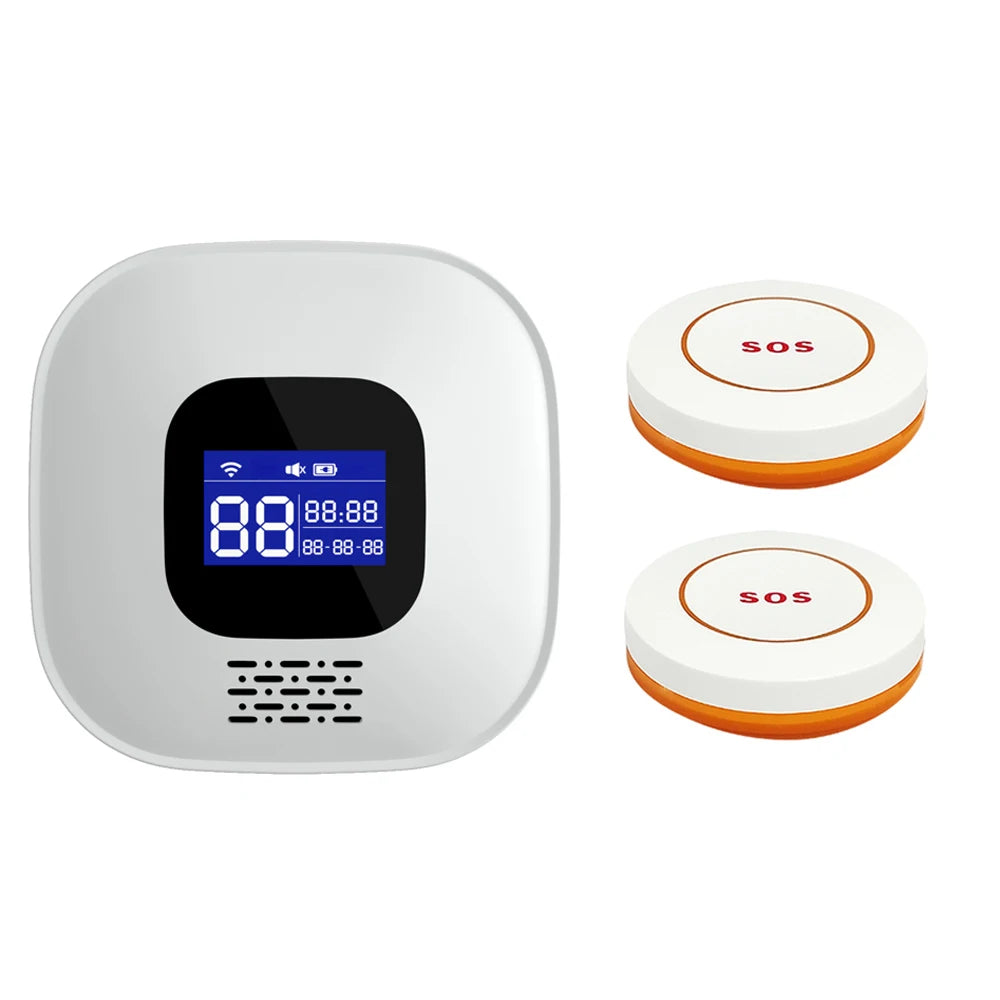 Buscapersonas SOS WiFi Tuya para personas mayores – Sistema de alerta médica sin filtro con pantalla LCD y botón de urgencia