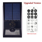 Alarma solar exterior con detector de movimiento PIR y Sirène 129 dB – Lámpara de seguridad multifunción con comando de teléfono 
