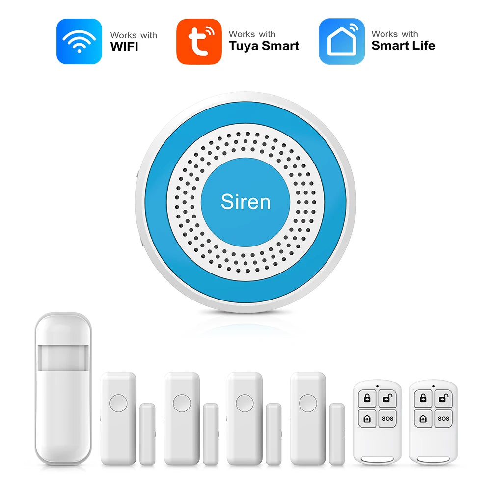 PGST A519W – WiFi-Tuya-kompatibles Alexa-Alarmsystem für den Heimgebrauch, Sans Fil-Sicherheitskit mit Bewegungsmelder und Tür-/Fensterschutz