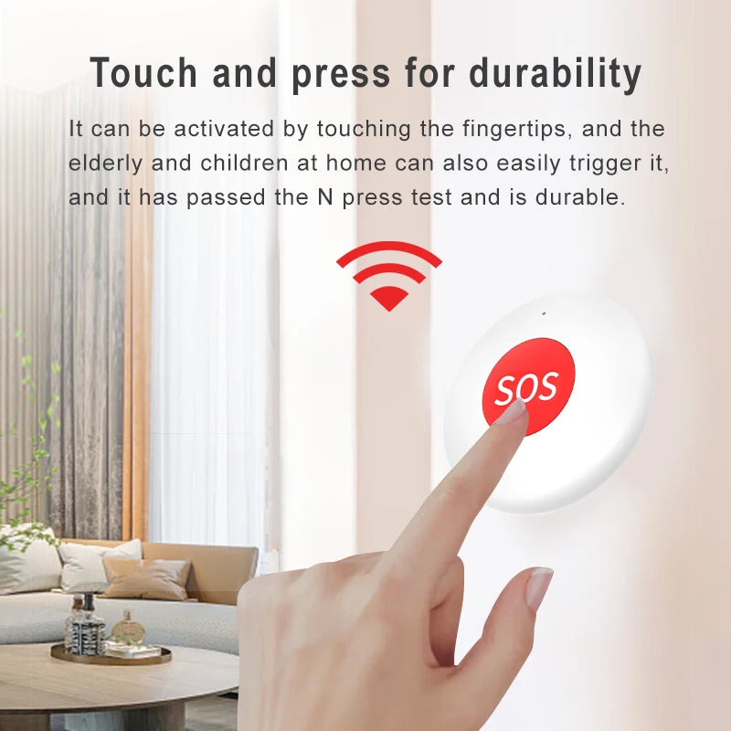 Botón SOS Tuya Zigbee / WiFi – Botón de Llamada de Emergencia con Cordón, Notificación Smartphone para Personas Mayores, Niños y Pacientes