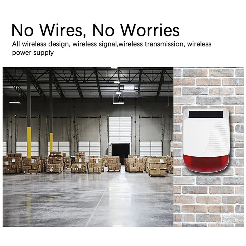 Sirène Extérieure Sans Fil Solaire 433 MHz 110 dB avec Flash – Étanche IP65 et Batterie Longue Autonomie