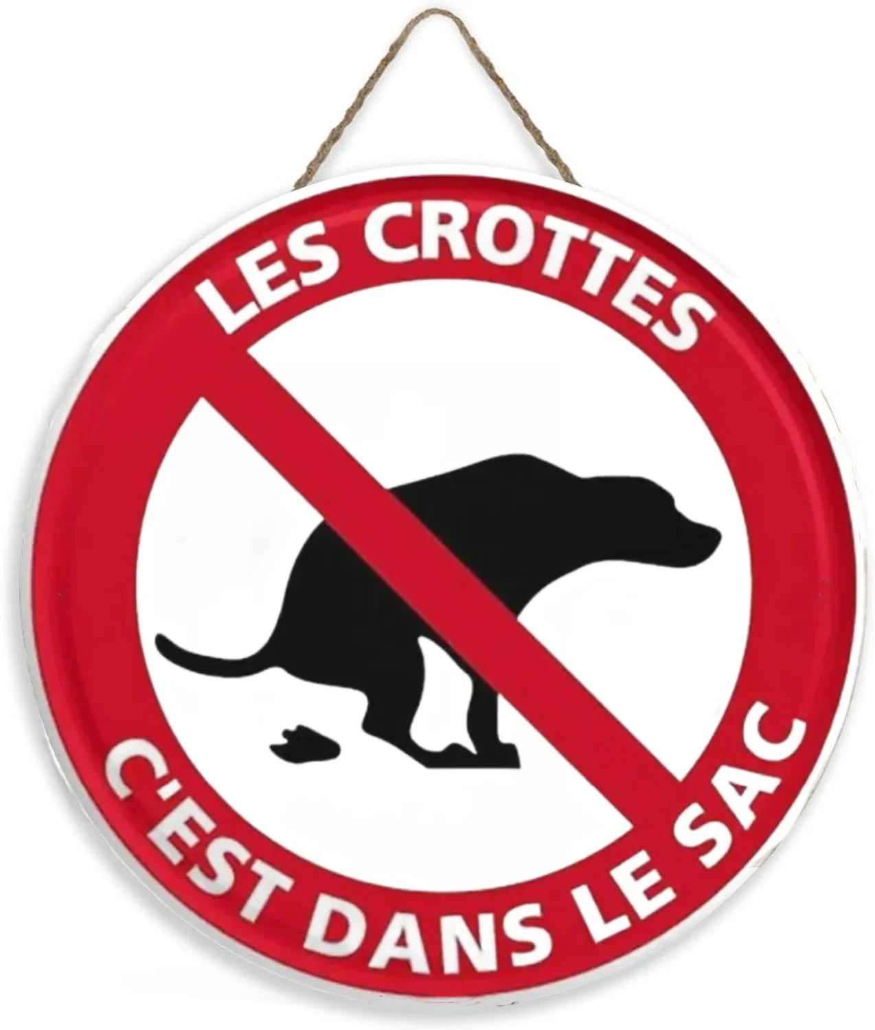 Panneau Rond en Bois “Propriété Privée – Accès Interdit – Vidéosurveillance” – Décoration Murale Sécurité pour Cour, Jardin et Allée