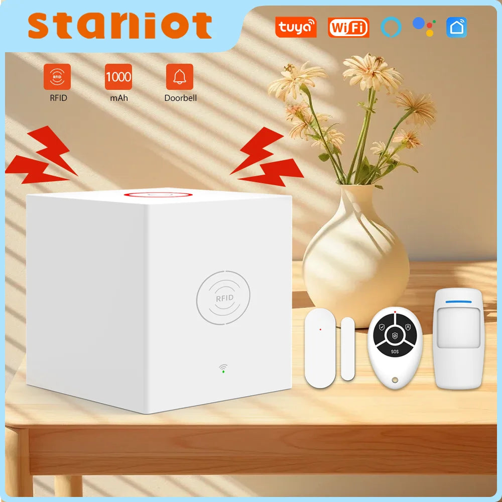 Staniot SecCube 3 H320 – Sistema de alarma de casa WiFi Tuya con Sirène Intégrée, RFID y control por aplicación