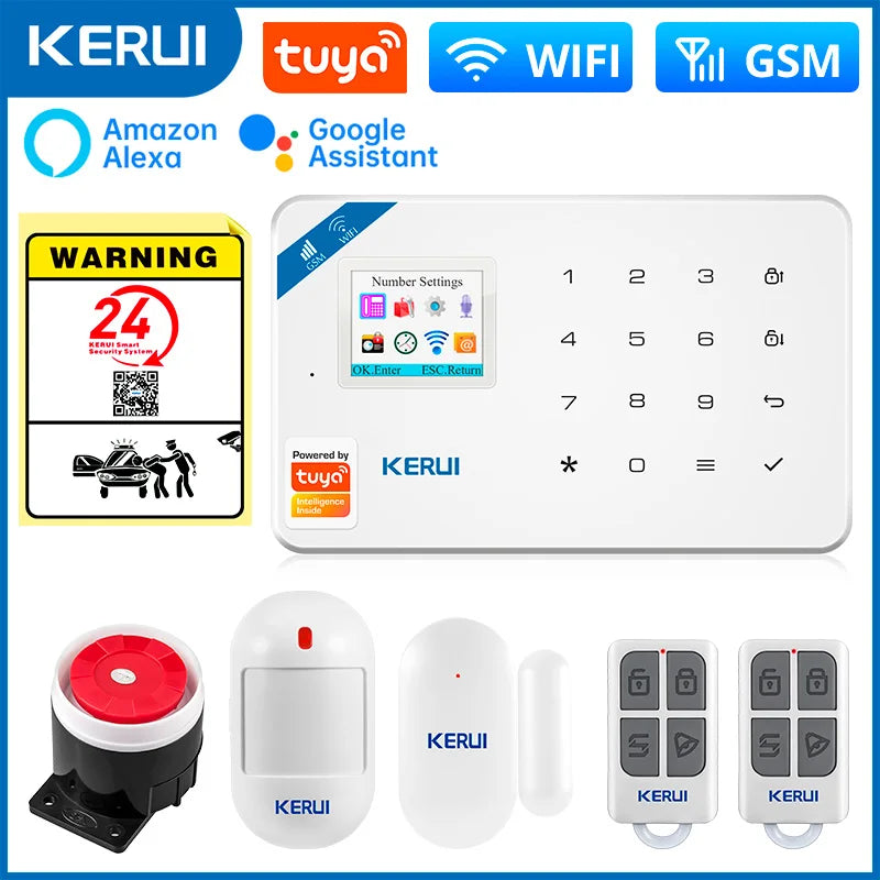 KERUI W181 – Système d’Alarme Maison Connecté WiFi & GSM Tuya avec Détecteur de Mouvement, Capteur de Porte et Compatibilité Caméra IP