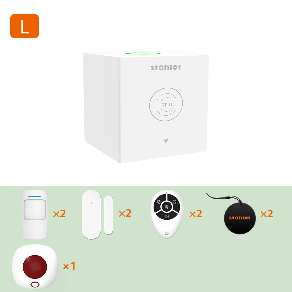 Staniot SecCube 3 H320 WiFi – Système d’Alarme Maison Tuya avec Sirène Intégrée, RFID et Contrôle par Application