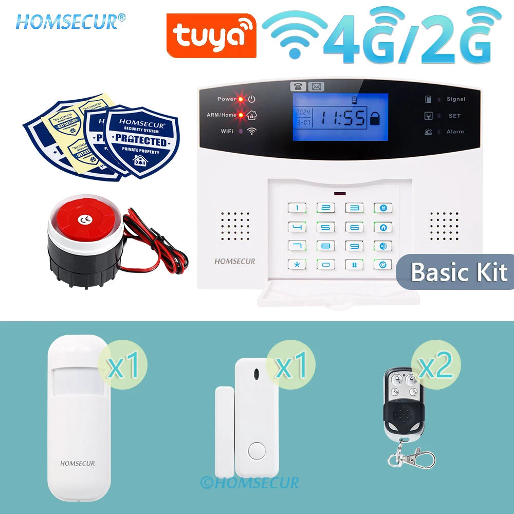 HOMSECUR DD01-4G – Sistema de alarma de casa conectado WiFi y 4G con aplicaciones, SOS, interfono y aplicaciones automáticas 