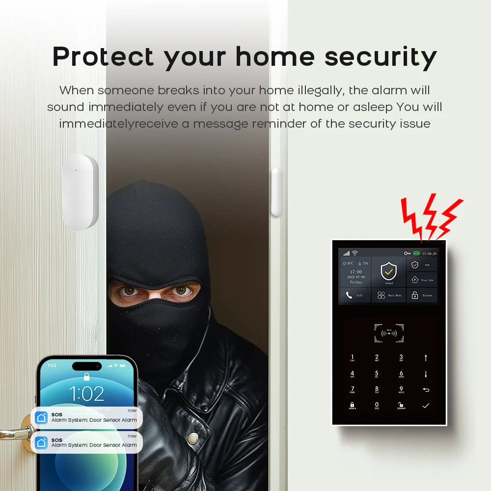 PGST A109S – WiFi + GSM 2G Tuya-Hausalarmsystem, intelligentes Sicherheitskit mit Tür-/Fenster- und Bewegungsmelder
