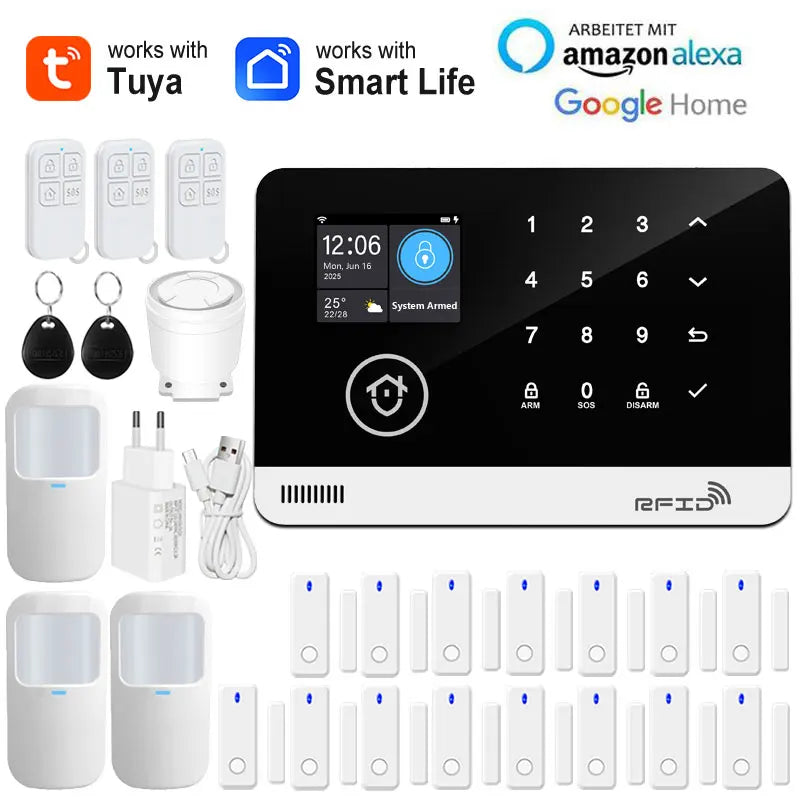 Earykong ER-G03 - Sistema de alarma Maison Connecté Tuya WiFi &amp; GSM, Clavier Tactile, RFID, Écran Couleur, Seguridad Sans Fil Anti-Intrusion