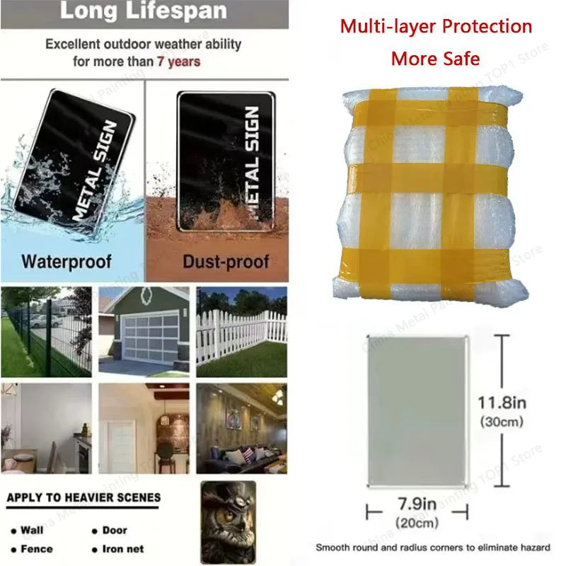 Panneau de Sécurité Vintage en Métal – Avertissement Vidéosurveillance 24/7 avec Caméra – Plaque Murale Rouge et Blanche pour Maison et Commerce