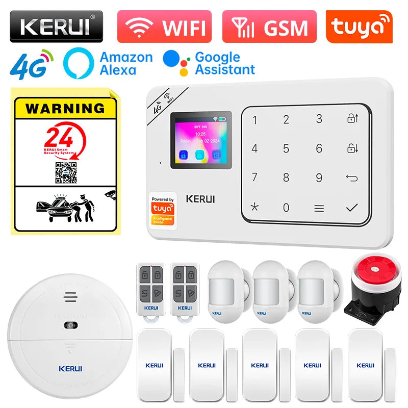 KERUI W184 – Sistema de alarma Maison Sans Fil 4G &amp; WiFi Tuya con Livraison Rapide desde Europa, Kit de Seguridad Conectado Anti-Intrusión 