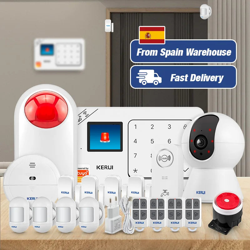 KERUI W184 – Sistema de alarma Maison Sans Fil 4G &amp; WiFi Tuya con Livraison Rapide desde Europa, Kit de Seguridad Conectado Anti-Intrusión 