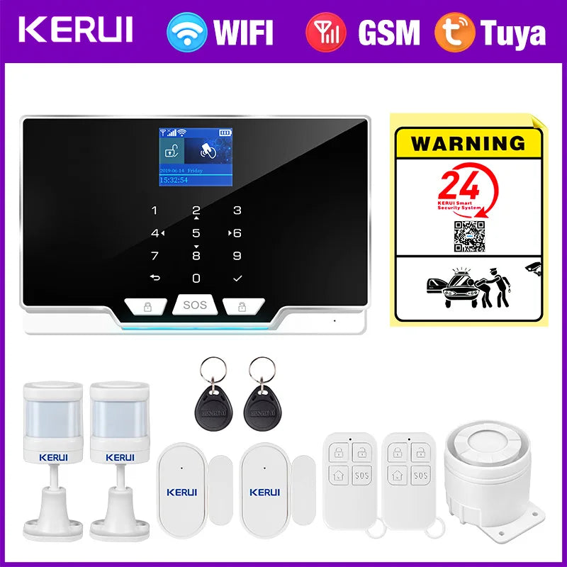KERUI G20 - Sistema de alarma Casa Conectada Tuya Smart con color de pantalla, Sirène y detectores Sans Fil 433 MHz, Compatible Alexa 