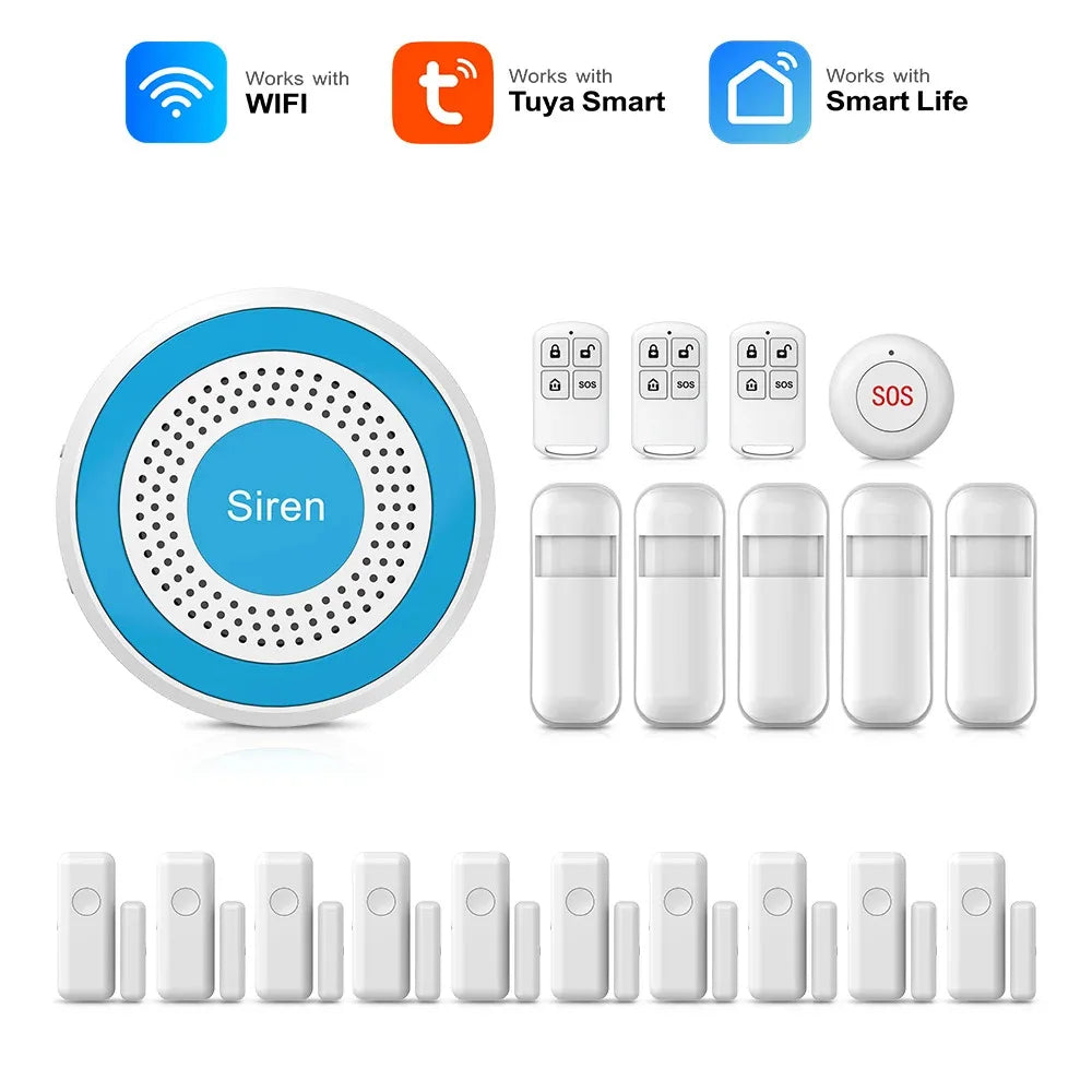 PGST A519W - Sistema de alarma Maison Connecté WiFi Tuya Smart Life, compatible con Alexa y Google, kit de seguridad con detectores de puertas y movimientos 