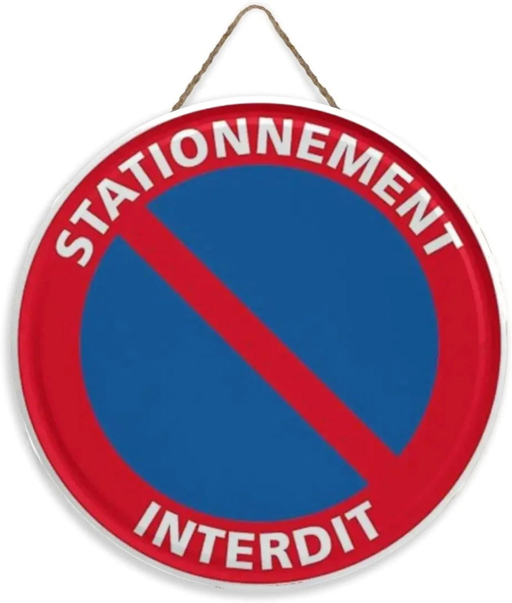 Panneau Rond en Bois “Propriété Privée – Accès Interdit – Vidéosurveillance” – Decoración Murale Seguridad para Cour, Jardin et Allée 