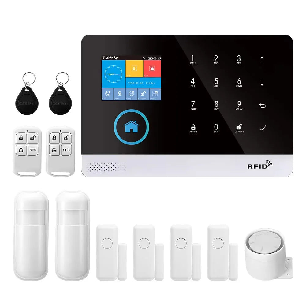 Sistema de alarma Maison PGST 2G GSM WiFi con Alexa y Tuya – Kit de seguridad conectado con detectores de apertura y movimiento