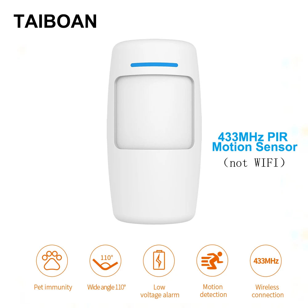 TAIBOAN Detector de movimiento PIR 433MHz – Capteur Infrarouge Sans Fil pour Alarme Maison 