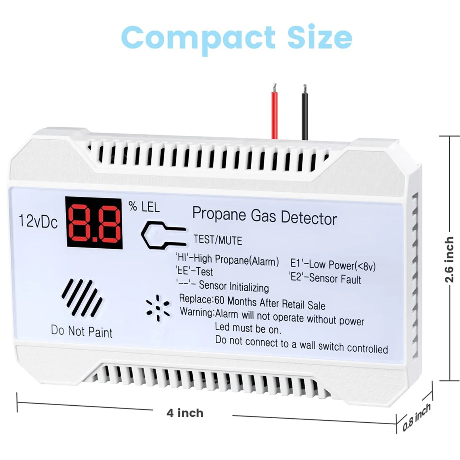 Détecteur de Gaz Propane pour Camping-Car 12V avec Alarme 85 dB – Alarme Gaz Compacte pour Van, Caravane et Motorhome