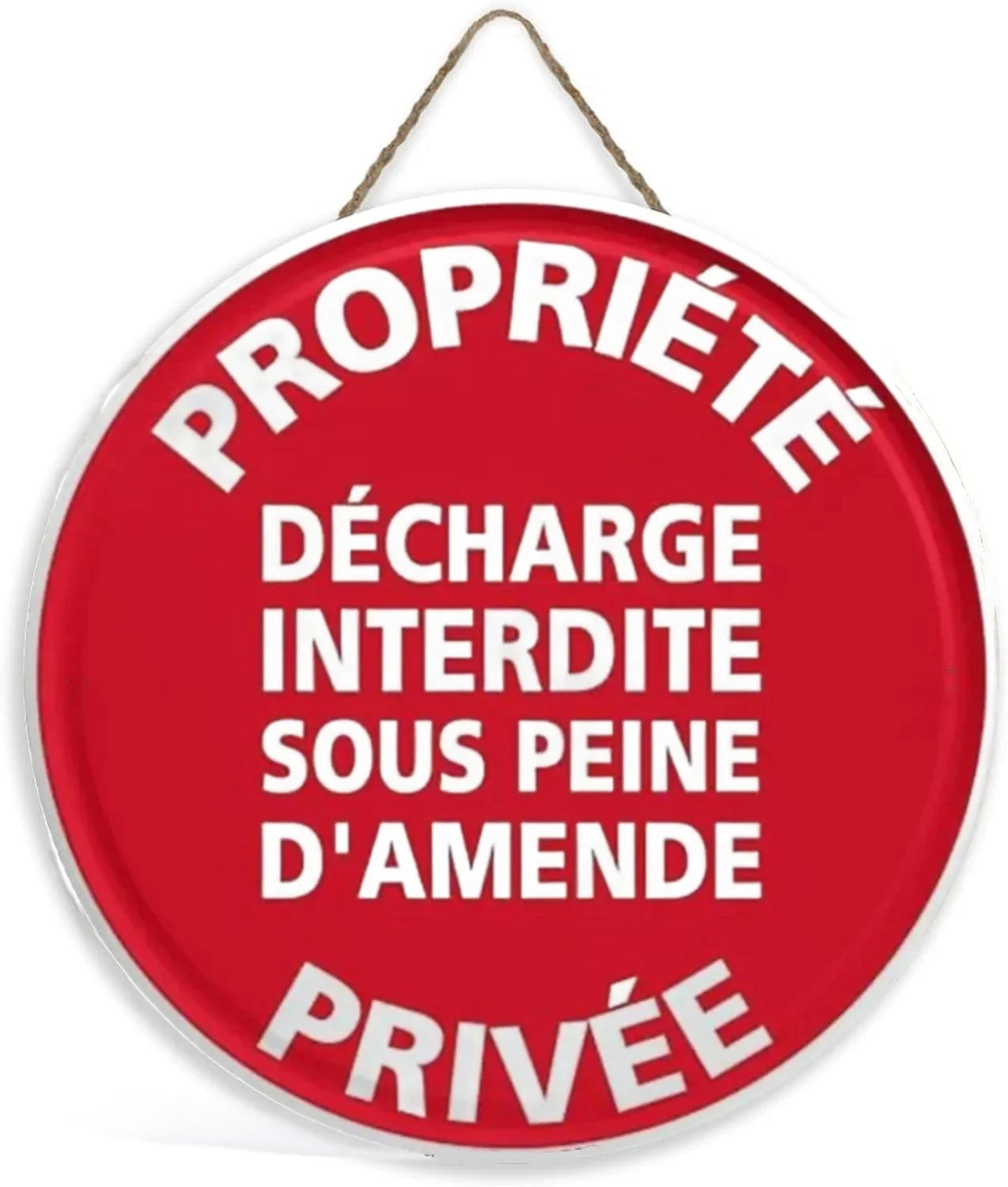Panneau Rond en Bois “Propriété Privée – Accès Interdit – Vidéosurveillance” – Décoration Murale Sécurité pour Cour, Jardin et Allée