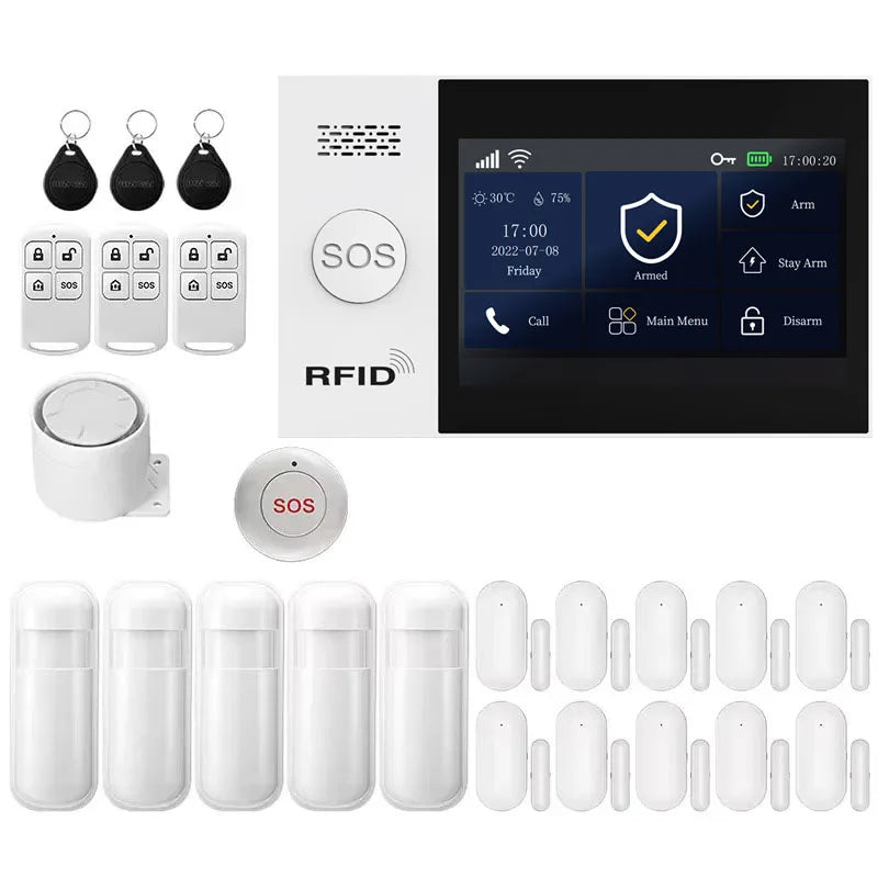 PGST A107F - Sistema de alarma Maison Connecté 4G WiFi Tuya Smart Life, compatible con Alexa y Google, kit de seguridad completo