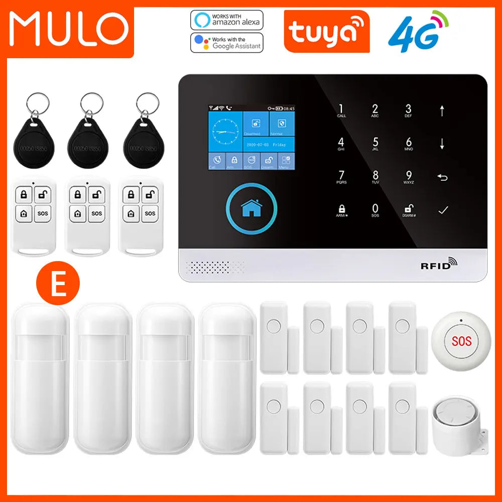 MULO PG-103-4G – Sistema de alarma Maison Connecté 4G WiFi y GSM, seguridad sin filtro con pantalla electrónica, Tuya, Alexa y Google Assistant