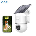 Caméra de Surveillance Solaire AOSU 5MP PTZ 360° – Caméra Extérieure Sans Fil avec IA, Vision Nocturne Couleur et Audio Bidirectionnel