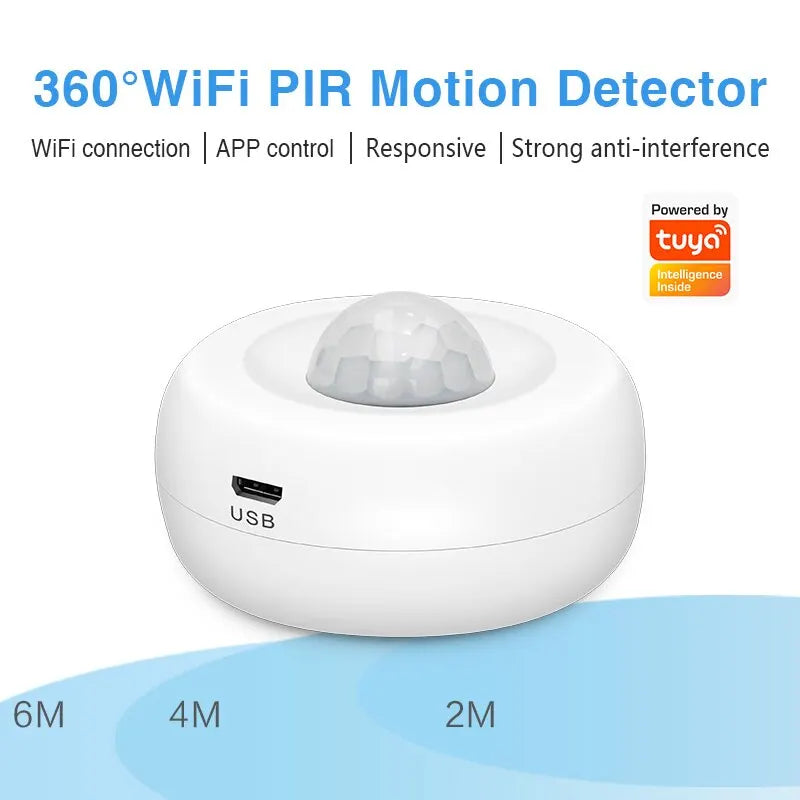 Detector de movimiento PIR WiFi Tuya DYGSM – Captador inteligente de seguridad con aplicación Smart Life, compatible con Alexa y Google Home 