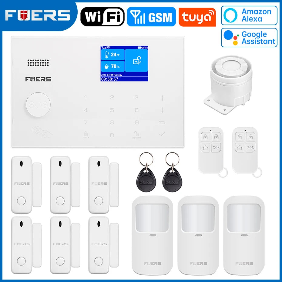 FUERS G30 – Sistema de alarma Maison Connecté Tuya WiFi &amp; GSM, Écran Couleur, Sirène et Détecteurs, Seguridad Sans Fil avec Application