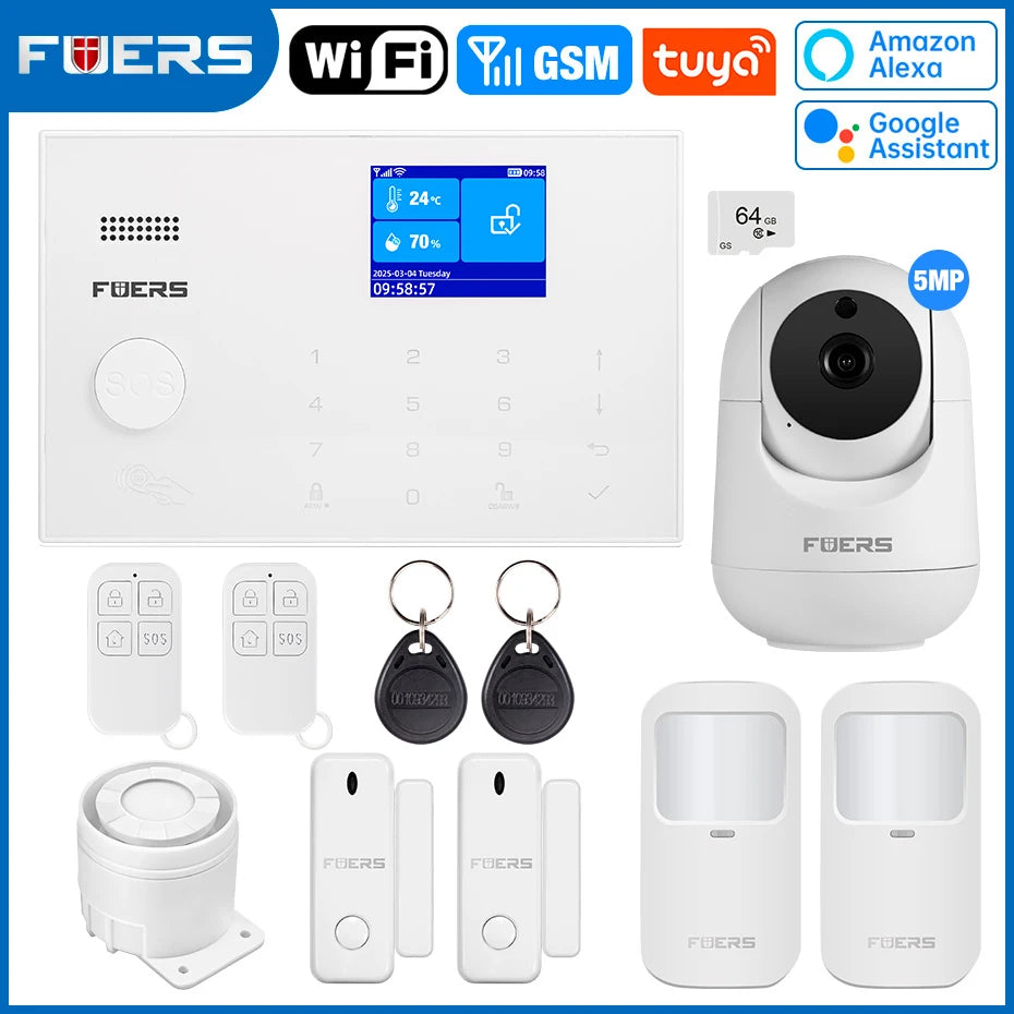 FUERS G30 – Hausalarmsystem mit WiFi- und GSM-Verbindung, Farbbildschirm, Sirene und Detektoren, fillose Sicherheit mit Anwendung