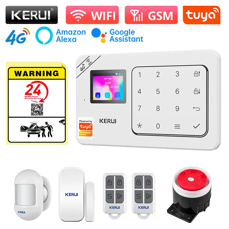 KERUI W184 – Sistema de alarma Casa 4G y WiFi Tuya con Livraison Rapide desde Europa, Kit Sans Fil con Capteurs y Protección Anti-Intrusión 