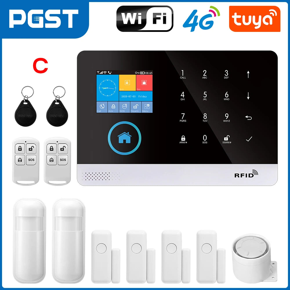 Sistema de alarma Maison Tuya 4G GSM WiFi PGST – Kit de seguridad conectado sin filtro con aplicación y compatibilidad Alexa para apartamento, oficina y garaje 
