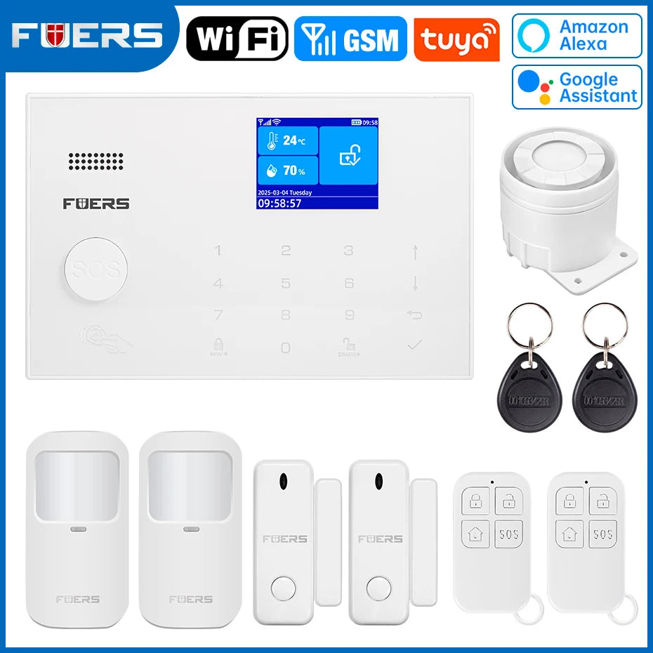 FUERS G30 – Hausalarmsystem mit WiFi- und GSM-Verbindung, Farbbildschirm, Sirene und Detektoren, fillose Sicherheit mit Anwendung