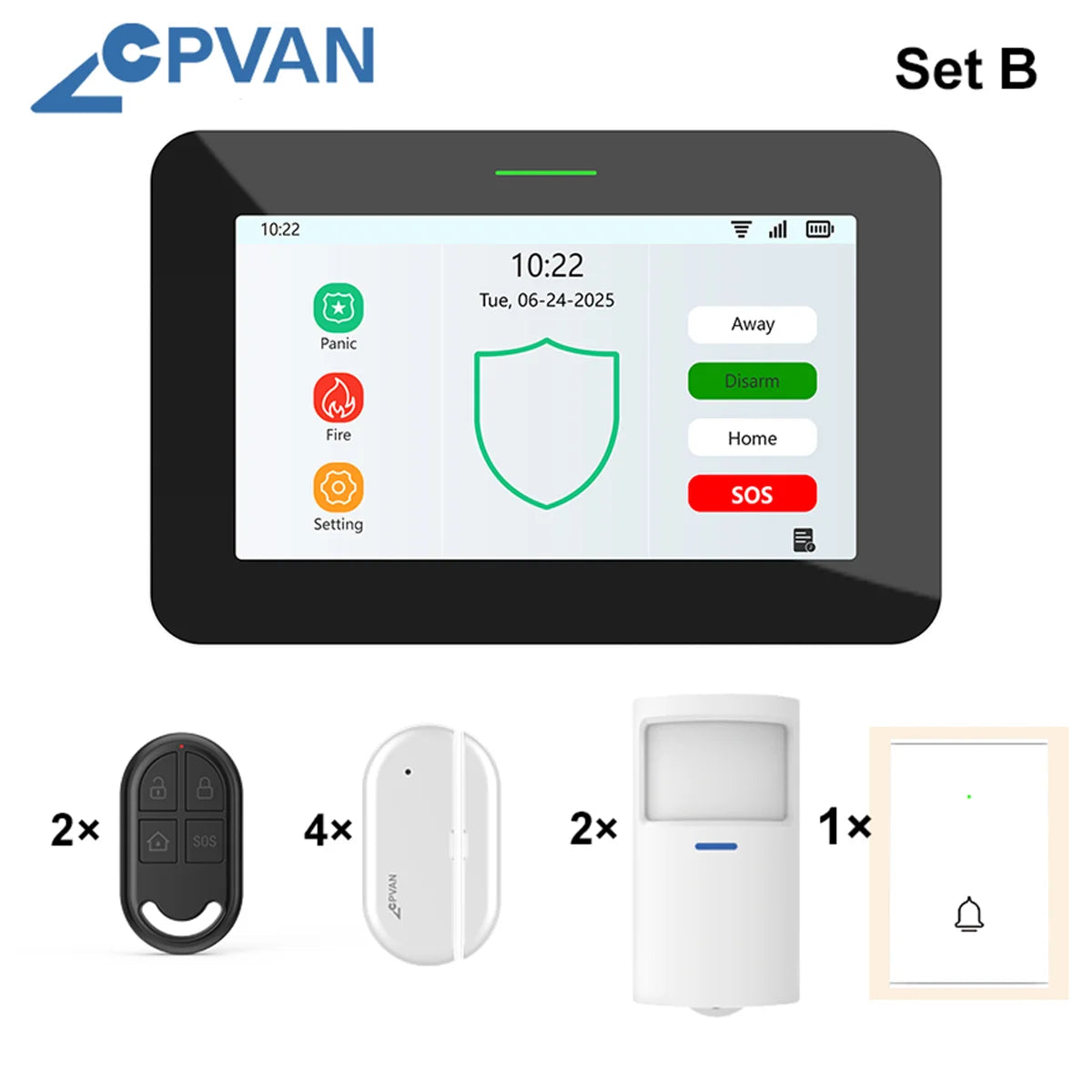 CPVAN CP10 Pro – Système d’Alarme Maison WiFi + 4G Tuya avec Écran Tactile 7" et Sirène 110 dB