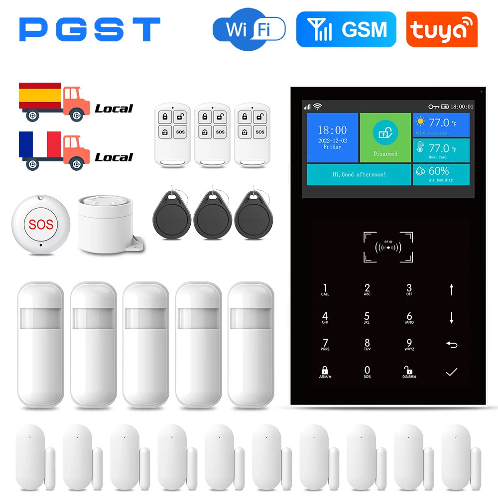PGST 109-2G – Sistema de alarma Maison Connecté Tuya WiFi &amp; GSM, Seguridad Sans Fil 433 MHz con aplicación Smart Life, compatible con Alexa y Google Assistant