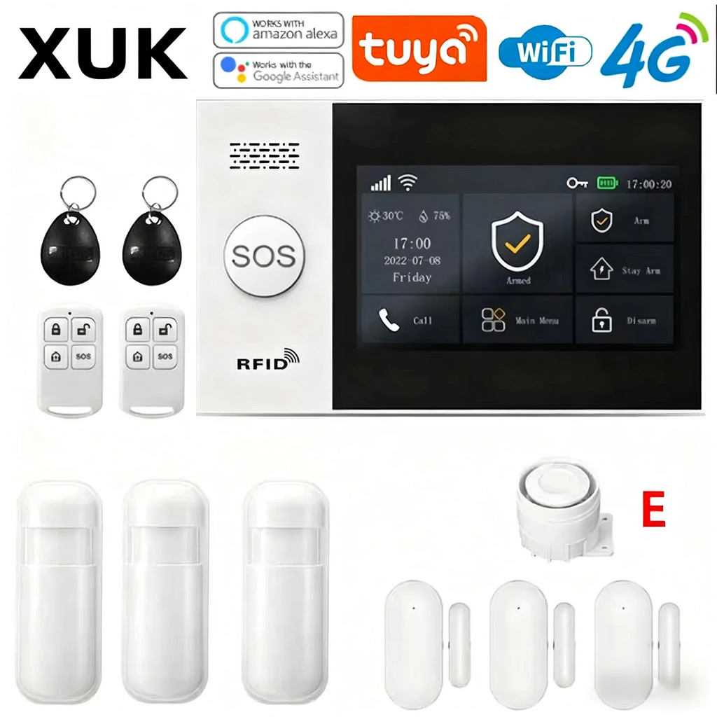 XUK PG-107 – Sistema de alarma Maison Connecté Tuya WiFi &amp; 4G con pantalla táctil 4,3", Sirène Puissante et Control Intelligent 