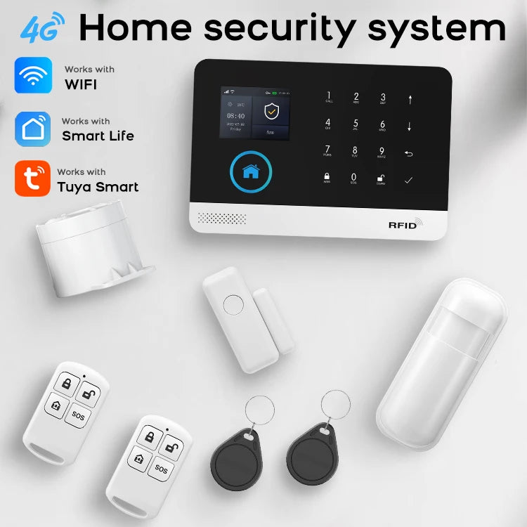 Sistema de alarma Maison Tuya 4G GSM WiFi PGST – Kit de seguridad conectado sin filtro con aplicación y compatibilidad Alexa para apartamento, oficina y garaje 