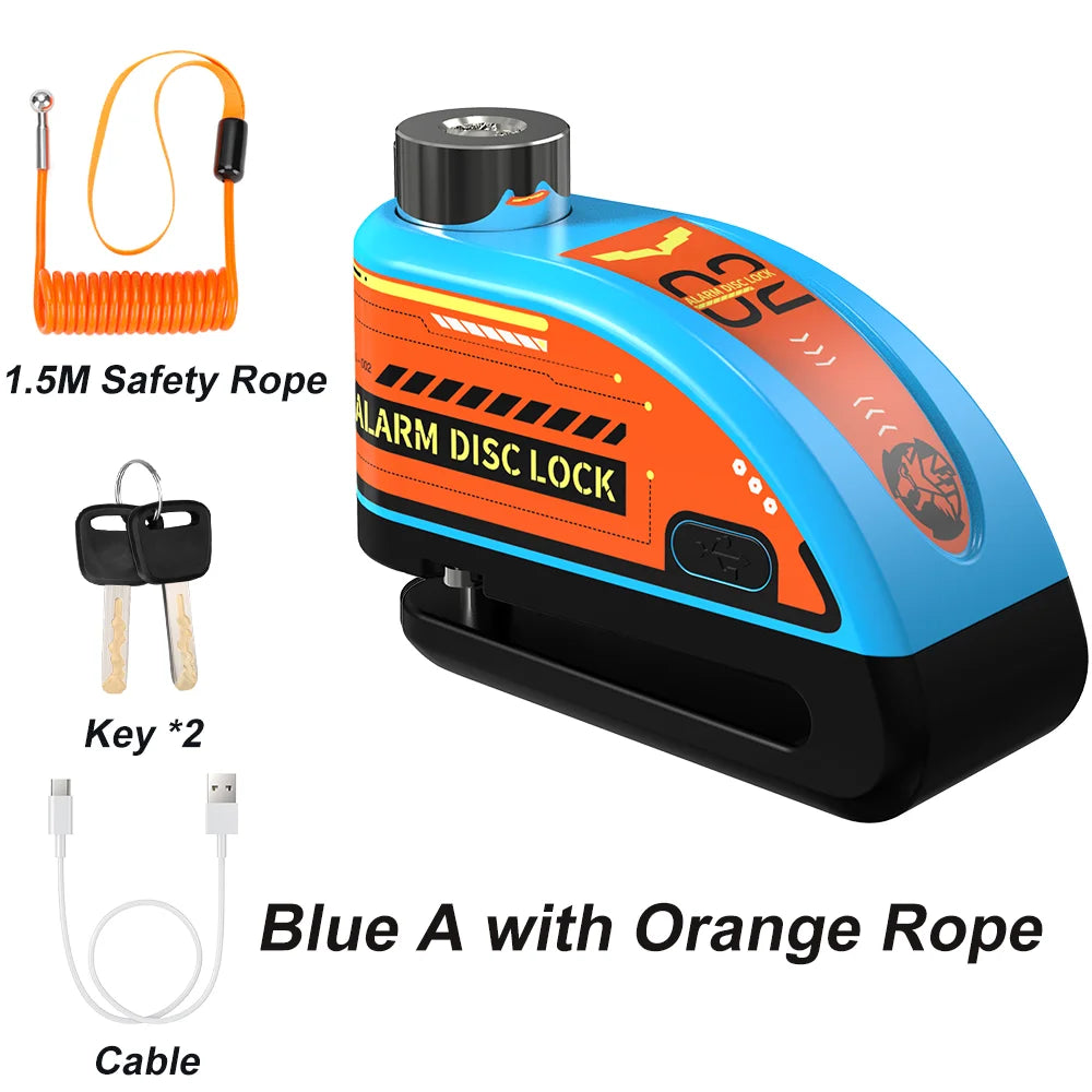 Antivol Alarme Rechargeable Bloomoto pour Moto et Vélo – Bloque-Disque 110 dB avec Câble de Sécurité et Recharge USB-C