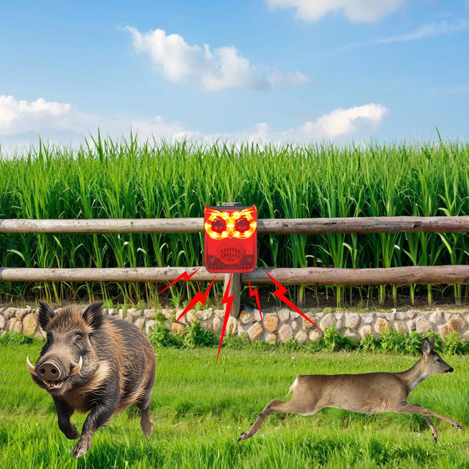 Alarme Solaire Extérieure à Détection de Mouvement – Sirène Étanche avec Sons Réalistes pour Sécurité Maison et Répulsif Animaux