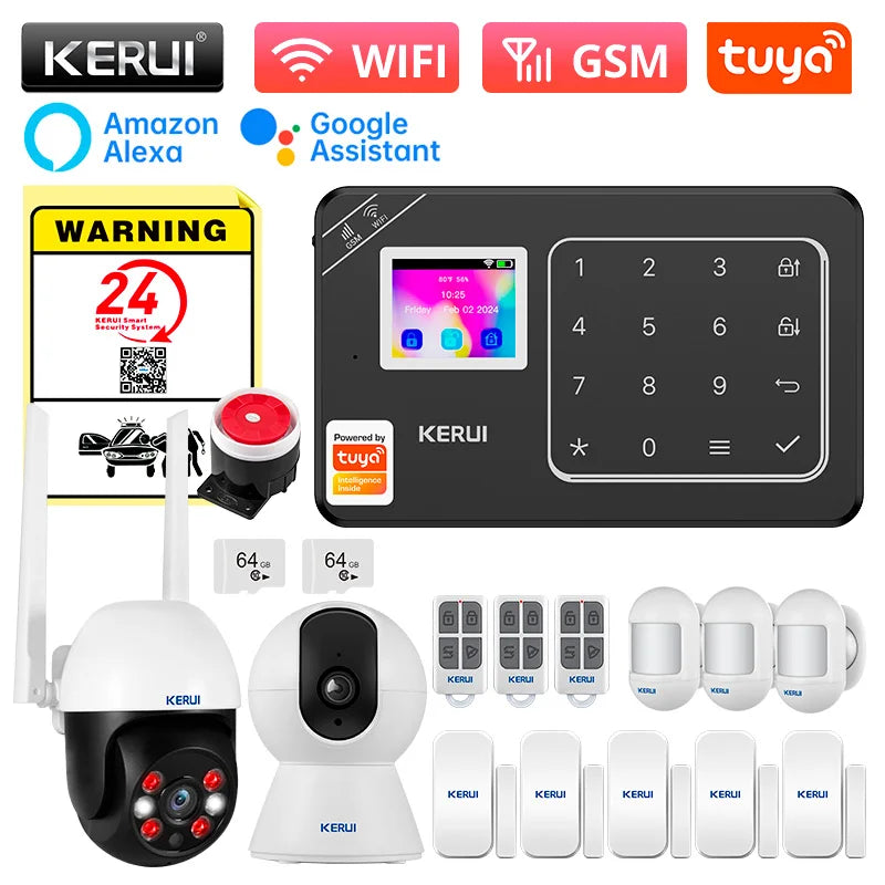 KERUI W181 – Sistema de alarma Maison Connecté Tuya WiFi &amp; GSM, Seguridad Sans Fil con detector de movimiento y captadores de apertura 