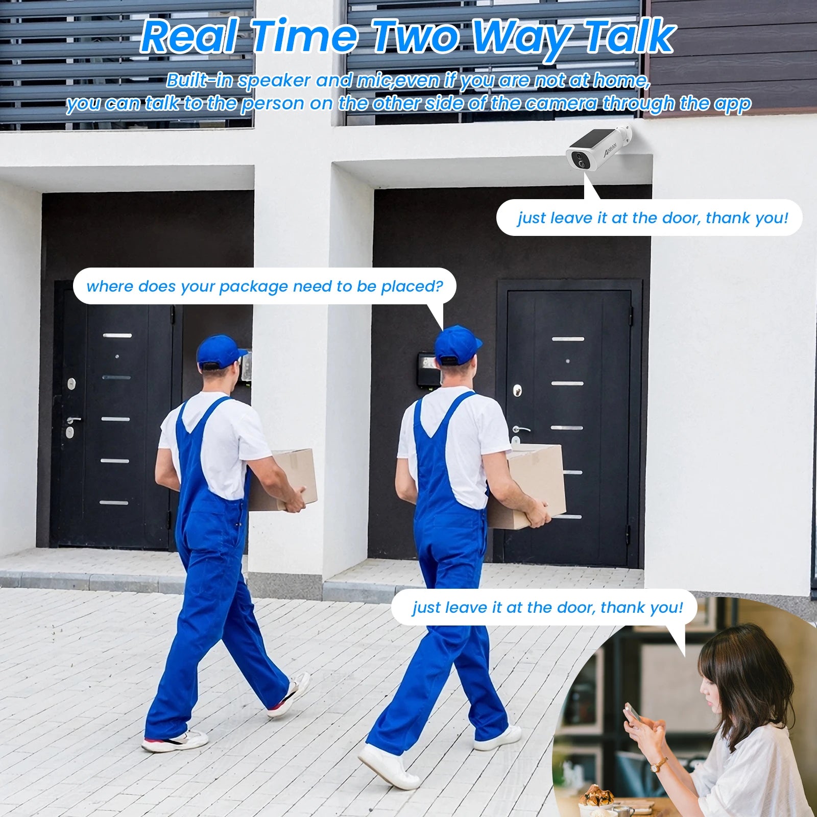 Caméra de Surveillance Solaire ANRAN 2K 3MP Extérieure Sans Fil – Détection Humaine, Vision Nocturne Couleur, Projecteur et Audio Bidirectionnel