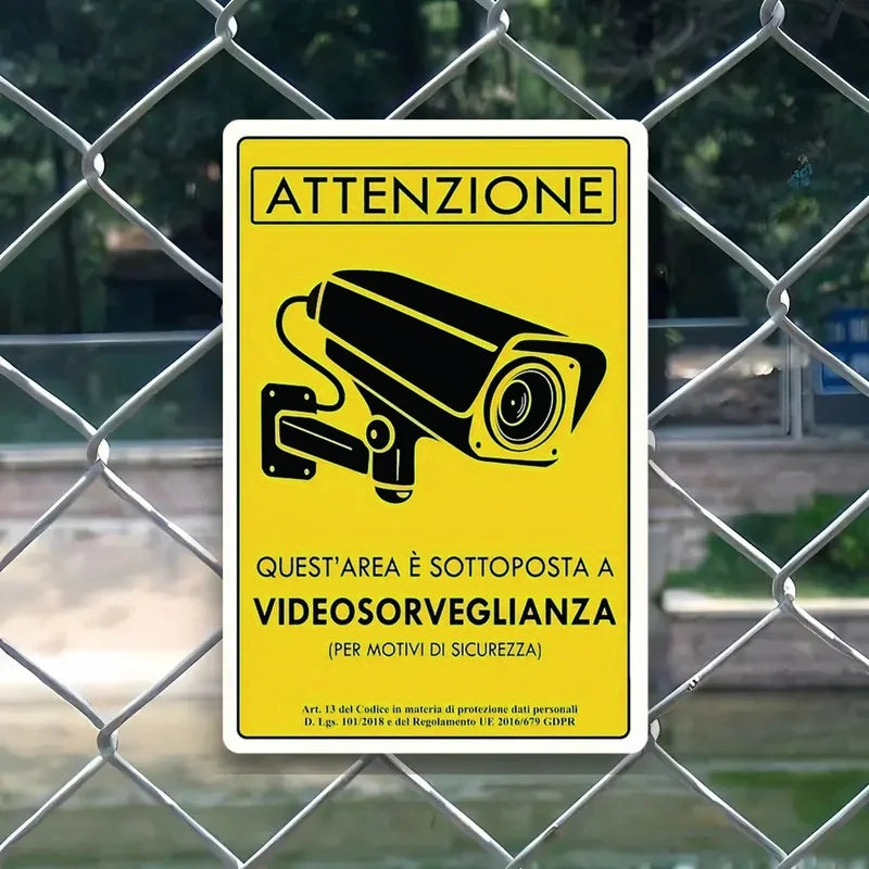 Panneau Métal Vintage “Vidéosurveillance” en Aluminium – Plaque Murale Sécurité et Décoration pour Garage, Café, Bar et Maison