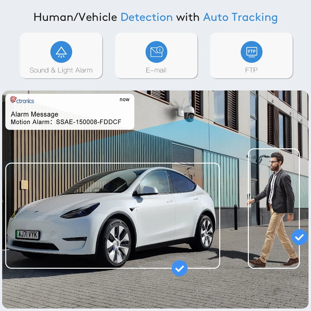 Cámara de vigilancia exterior Ctronics 4K 8MP WiFi 5G – Color de visión nocturna, rotación de 360°, vigilancia automática y audio bidireccional