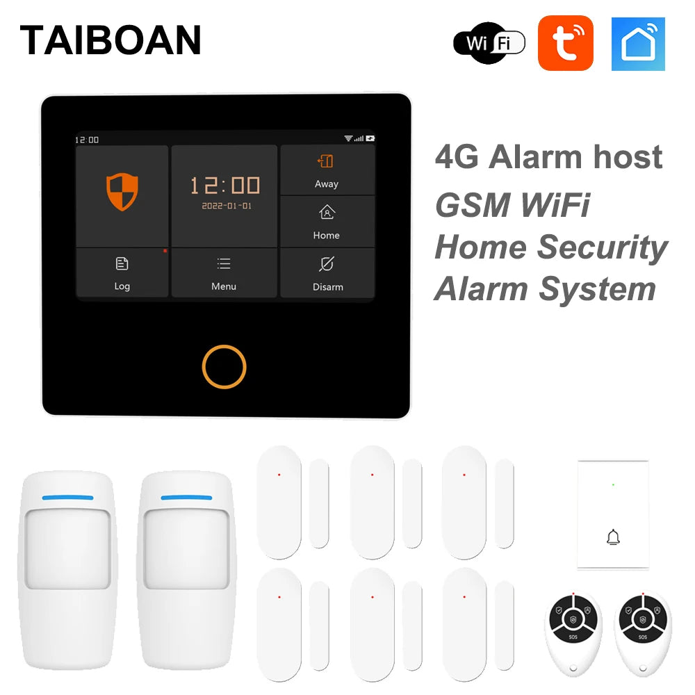 TAIBOAN – Hausalarmsystem mit 4G + WiFi-Verbindung, Sirene 115 dB, Tastsensor und Steuerung über Tuya/Alexa/Google Assistant 