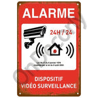 Panneau Vintage CCTV en Métal 20 x 30 cm – Plaque Murale “Vidéosurveillance 24h” pour Bar, Garage, Café et Maison