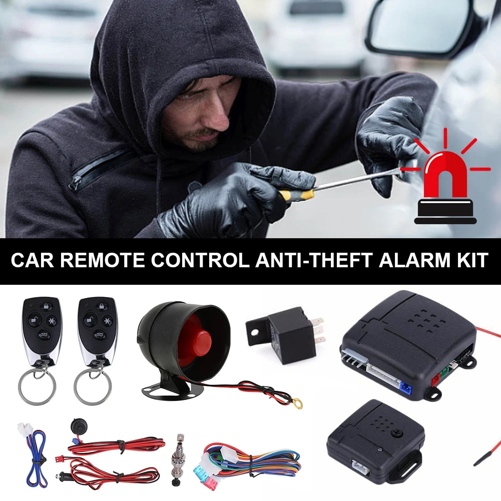 MOJOYCE Alarme Voiture Universelle avec Télécommande – Système Antivol, Verrouillage Centralisé et Entrée Sans Clé
